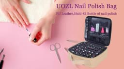 UOZL 42 Bottle Nail Polish Organizer, PU Leather Handheld Nail Polish Storage Bag, Suitable for Nail Art Lovers and Manicurists