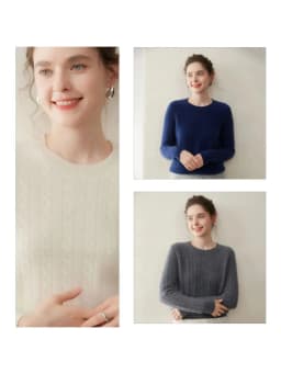 Cashmere Sweater Women Winter Knitted Solid Color Round Neck Pullover Warm Thickened Double Strand Autumn New Fried Dough Twists