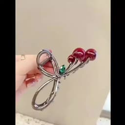 Women Elegant Cherry Hair Claw Grab Clips Bow Hairpins Korean Fashion Barrettes Girls Ponytail Shark Clip Hair Accessories