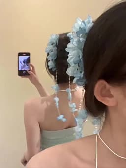Flower Waterfall Blue Hydrangea Flower Fringe Grab Clip Atmosphere Back Head Disc Hair Shark Clip Hairpin Headgear Mori