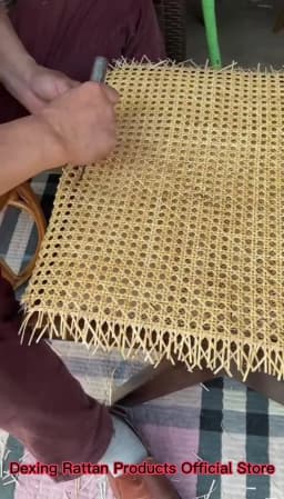 Yellow Coffee Primary Color Vinyl Cane Webbing Wicker Grid Rattan Roll Weaving Material for Chair Cabinet Furniture Decor Hot