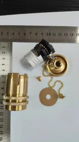 Vintage Antique Brass Lamp Holder with Pull Chain Switch, E27/E26 Socket for Ceiling Pendant/Floor/Table Lamps, Retro Metal Ring