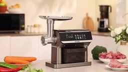 BioloMix 1600W 6-in-1 Meat Grinder – Touch Screen Presets, Auto-Reverse, Perfect for Grinding, Sausage and Kibbe Making