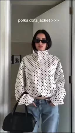 HXAO Polka Dot Bomber Jacket Women's Jackets Demi-Season Oversized Long Sleeve Top Outerwear Aviator Plus Size Zip Up Crop Coats