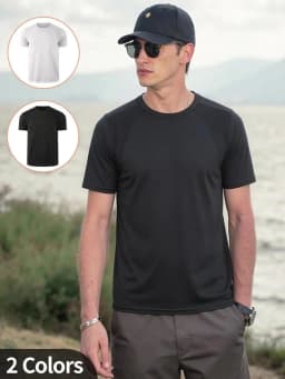 1/2-Piece Men's Summer Black And White Solid Color Quick Drying Sports Short Sleeved Loose And Breathable Sports Running Trend