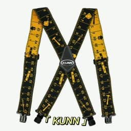 KUNN Men Suspender Tape Measure Pattern Suspender Fully Strength Elastic with Heavy Duty Clip Ruler Suspenders