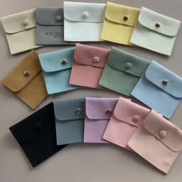 5-Pack Bulk Mini Envelope Jewelry Bag Snap Button Closure Luxury Microfiber Suede Jewelry Necklace Earrings Packaging Pouch Bags
