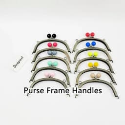 5Pcs Deepeel 16.5cm Colored Bead Metal Bag Handle DIY Handmade Sewing Brackets Kiss Clasp Purse Frame Handles for Making Bags