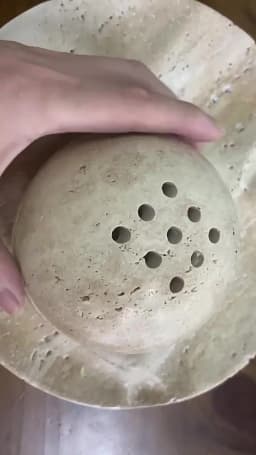 Beige Travertine Sphere Mubkhar Incense Burner Home Decoration Natural Marble Stone Religious Round Ornament Incense Burner