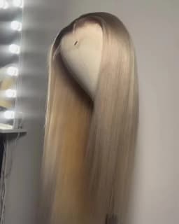 200 Density Ombre Ash Blonde Brown Roots 13x4 Lace Front Straight Wig Transparent Lace Front Human Remy Hair Wigs for Women