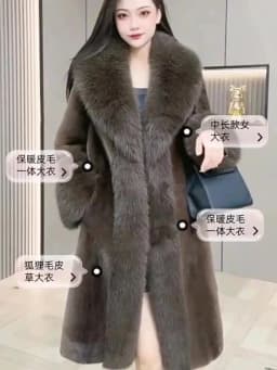 Winter Warm Imitate Mink Fur Grass Coat For Women 2024 New Fur And Fur Integrated Fox Collar Mid Length Coat Trend Woolen Collar