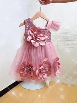 New Red Single Shoulder Sparkling Flying Sleeve Baby's Birthday Party Dress 0-6 Year Old Girl Pageant Dresses for Toddler Girls