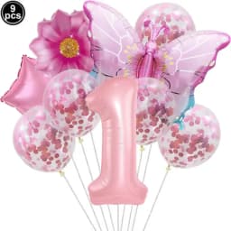 1set Pink Butterfly Balloons 32inch Number Balloon Set Happy Birthday Butterfly Foil Balloon Baby Shower Birthday Party Decors