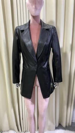 Lautaro Spring Elegant Black Light Soft Faux Leather Blazer Long Sleeve Slim Fit Luxury Women Blazers and Jackets Fashion 2021
