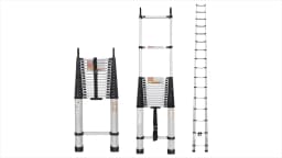 DayPlus 3.2-6.2M Telescopic Ladder with Roof Hook Kit Aluminium Portable Multi-Purpose Folding Portable Heavy Duty Extendable