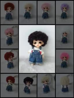 JD713 1/12 Tiny Short Curly Doll Wigs For Size 3-4 Inch 9-10cm Wholesale Afro Tight Lati White BJD Synthetic Mohair Hair