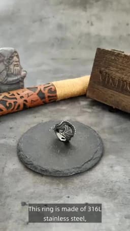 Viking Style Stainless Steel Huge Dragon Ring for Men Male Fashion Jewelry as gift with wooden box