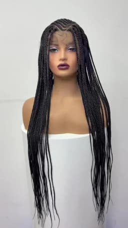 Cornrow Braided Wigs 36in Synthetic Full Lace Braiding Hair Wigs Knotless Lace Frontal Braids Wig with Baby Hair for Black Women