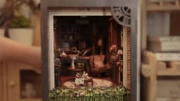CUTEBEE Book Nook 3D Puzzle Miniature Doll House Kit With Touch Light Dust Cover DIY Bookshelf Insert Gift Rose Detective Agency