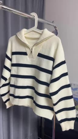 Women Sweater Oversize Zipper Knitted Pullover Long Sleeve Stripe Loose Ladies Sweaters Autumn Winter Women's Turtleneck