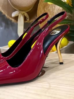 New Spring and Summer Women's High Heels High-end Metal Square Head Patent Leather Stiletto Comfortable Back Sandals