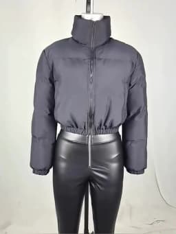 Winter Thick Warm Cotton Down Jacket Women Clothing Gray Zipper Short Puffer Parkas Coats Outwear Female Crop Tops Streetwear