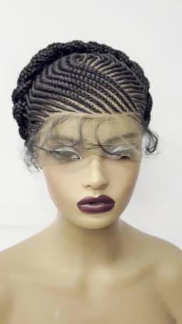 Short Natural Cornrow Braided Wigs Synthetic Full Lace Bantu Braided Wigs Knotless Braids Wigs with Baby Hair for Black Women