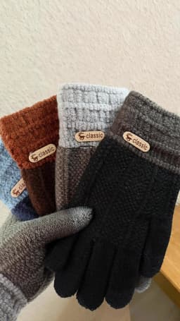 Touchscreen Cotton Gloves for Men, Winter Thermal Fleece-Lined Thick Knitted Gloves for Cycling, Cold-Proof for Northeast Winter, Women's Version Available