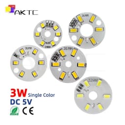 10 Pcs/lot Round LED Light Board DC 5V 3W Low Voltage 5730 2835 SMD 6 LEDs 3000K Warm or White 6000K Dimmable Bulb Lamp Panel