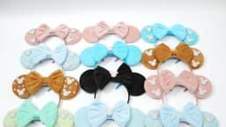 Cute Pink Plush Mouse Ears Headband With Rhinestone Bow Pearl Accents For Party Cosplay DIY Birthday Gift, Kids & Adults