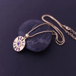 Nidin Mirco Pave CZ Rhinestone Enamel Slipper Pendant For Women Blue Evil Eye Necklace Chain Gold Plated Party Summer Jewelry