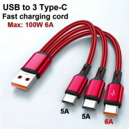 NNBILI 5A 2 in 1 Fast Charging Cable Y Splitter USB to Type C Micro USB Data Cord for Samsung Huawei Xiaomi Redmi Phones