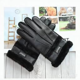 New men's sheepskin fur gloves thickened wool lining warm and cold resistant winter gloves leather