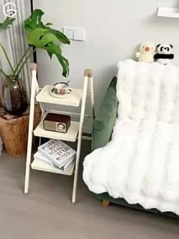 2-3 Step Folding Ladder Chair Carbon Steel High-Strength Kitchen Step Stool Multifunction Storage Shelf Flower Pot Stand