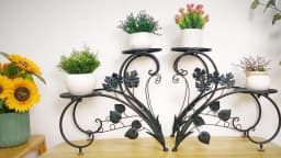 2 PCS Metal Plant Stand Heart-shape Flower Pot Display Holder Garden Support