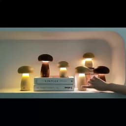Mushroom LED Night Light Dimmable Wooden Bedroom Bedside Table Lamp with Touch Switch Room Decoration Lighting Chargeable