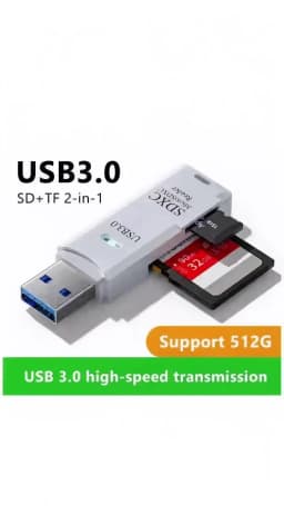 2-in-1 USB 3.0 High Speed Card Reader TF Memory Card Adapter Portable USB Flash Drive Design for PC Laptop Office Accessories