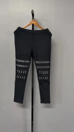 EAM High Elastic Waist Black Brief Long Rivet With Fleece Casual Pants New Trousers Women Fashion Autumn 2026 1DH7172