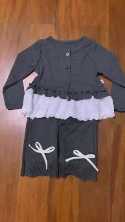 Princess Two-Piece Set for Girls Lace Long-Sleeved T-Shirt And Slightly Flared Pants Outfit with Coat for Autumn Winter Sweet Gi