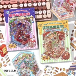 13 Pcs in 1 Book Cartoon 2.8D Landscape Sticker DIY Pocket Cabin Scene Stacking and Stick Stickers Gift for Kid Child Student