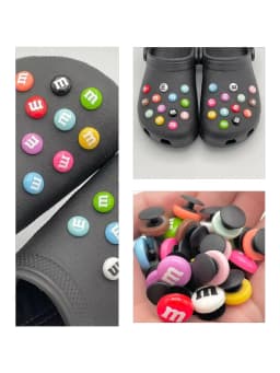 13/26Pcs Funny Letter M Bean Chocolate Candy Pins For Kid's Sandal Small Shoe Charms Decoration Fit Slippers Accessory DIY Parts