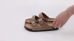 Comwarm Men's Cork Footbed Slides Sandals Arch Support Summer Outdoor Sandals with Adjustable Buckle Leisure Men Leather Slides