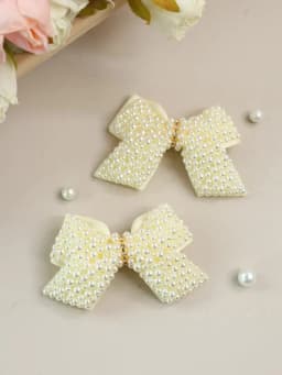 2Pcs Pearl Bow Hair Clips Sweet Elegant Rhinestone Bownot Hairpin For Girls Children Women Boutique Headdress Hair Accessories