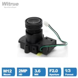Witrue Cctv Lens 3.6mm 2 Mega Pixel M12 Mount 1/3" Formate F2.0 Aperture 90 Degree with IR Cut for Security Cameras