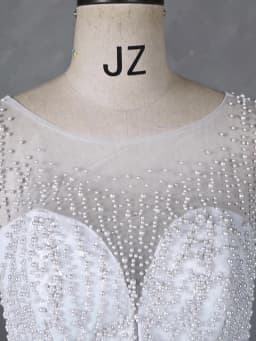 Customized Full Sleeves Africa Style Wedding Dress With Pearls Crystal Heavy Beading Shiny Tulle Plus Size Wedding Gown WX0466