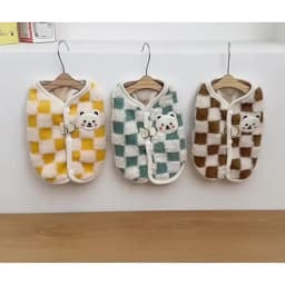 Winter Cat Dog Clothes with Buckle Sweet Bear Print Pet Plush Sweater for Small Dogs Pomeranian Chihuahua Puppy Button Jacket