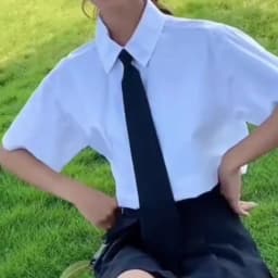 White Shirt Women Blusas Short Sleeve Lapel Blouse with Tie Japanese Fashion Student Summer Daily College Style Top