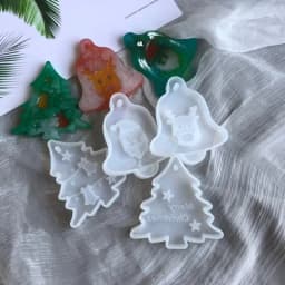Christmas Tree Bell Elk Pendant Casting Silicone Mould Crystal Epoxy Resin Mold DIY Crafts Aromatherapy Wax Aroma Gypsum