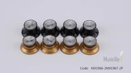 Musiclily Pro Left Handed Inch Size Fine 24-Spline Top Hat Bell Knobs Tone Volume Control Knobs for USA LP SG (Set of 2T2V)