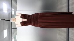 Chaxiaoa Strapless Deep V Neck Ruched Maxi Dresses for Women 2026 Elegant High Split Bodycon Party Evening Dress White Coffee